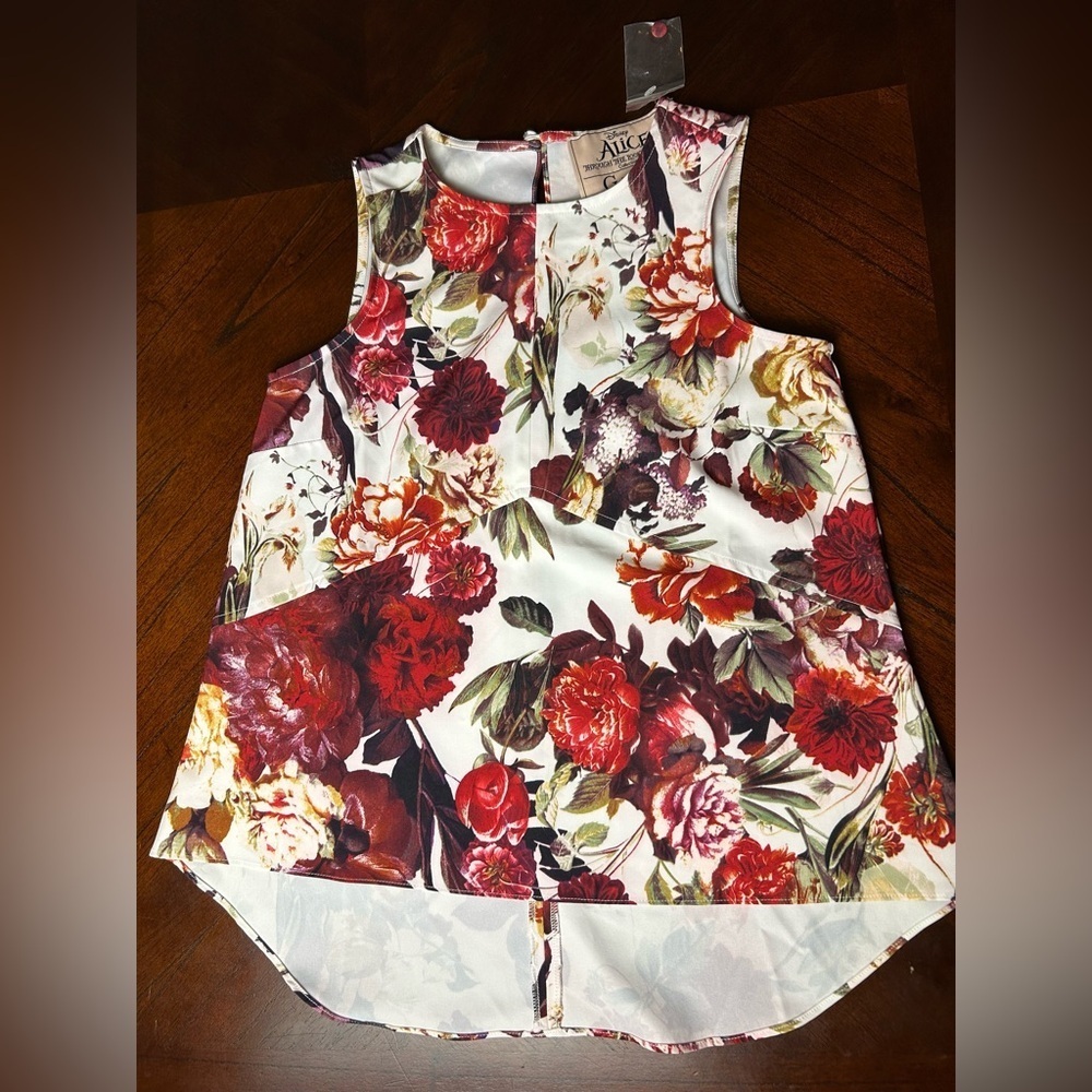 NEW G by Giuliana Floral Sleeveless Blouse - Red and White SIZE XXS
